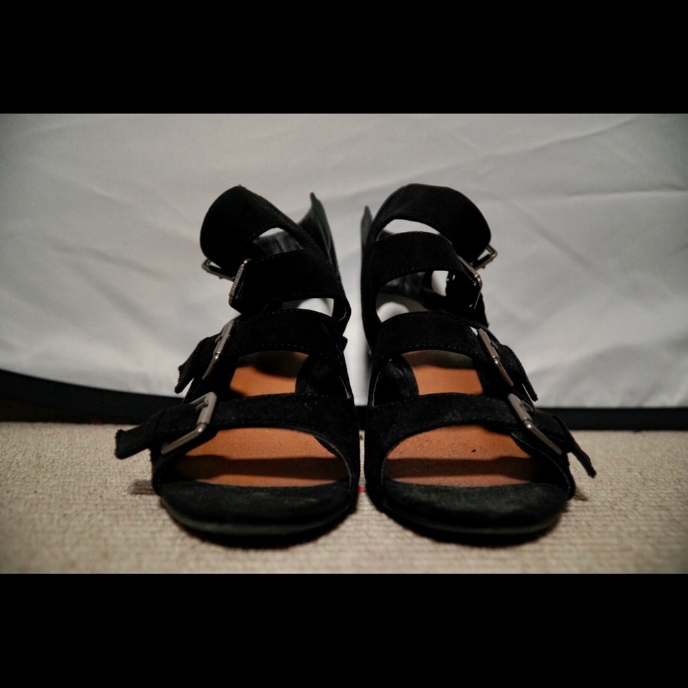 Black Suede Gladiator Wedges